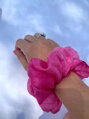 Hodvábna scrunchie - ružová
