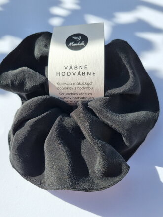 Hodvábna scrunchie - čierna