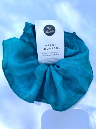 Hodvábna scrunchie - petrolejovomodrá